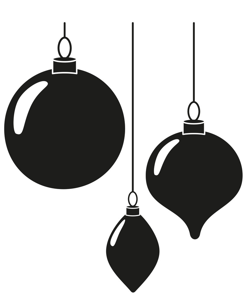 黒と白のクリスマス ツリーの飾りのイラスト イラスト