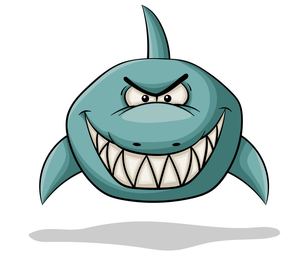 漫画の大きな歯のサメのイラスト イラスト
