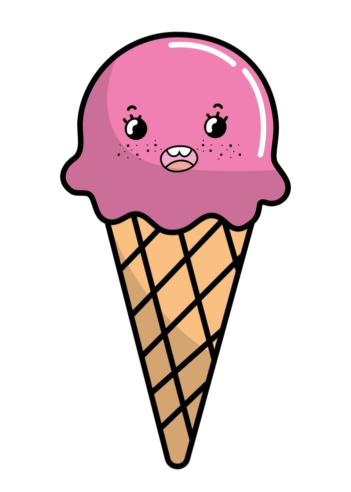 漫画のピンクのアイスクリームのイラスト イラスト