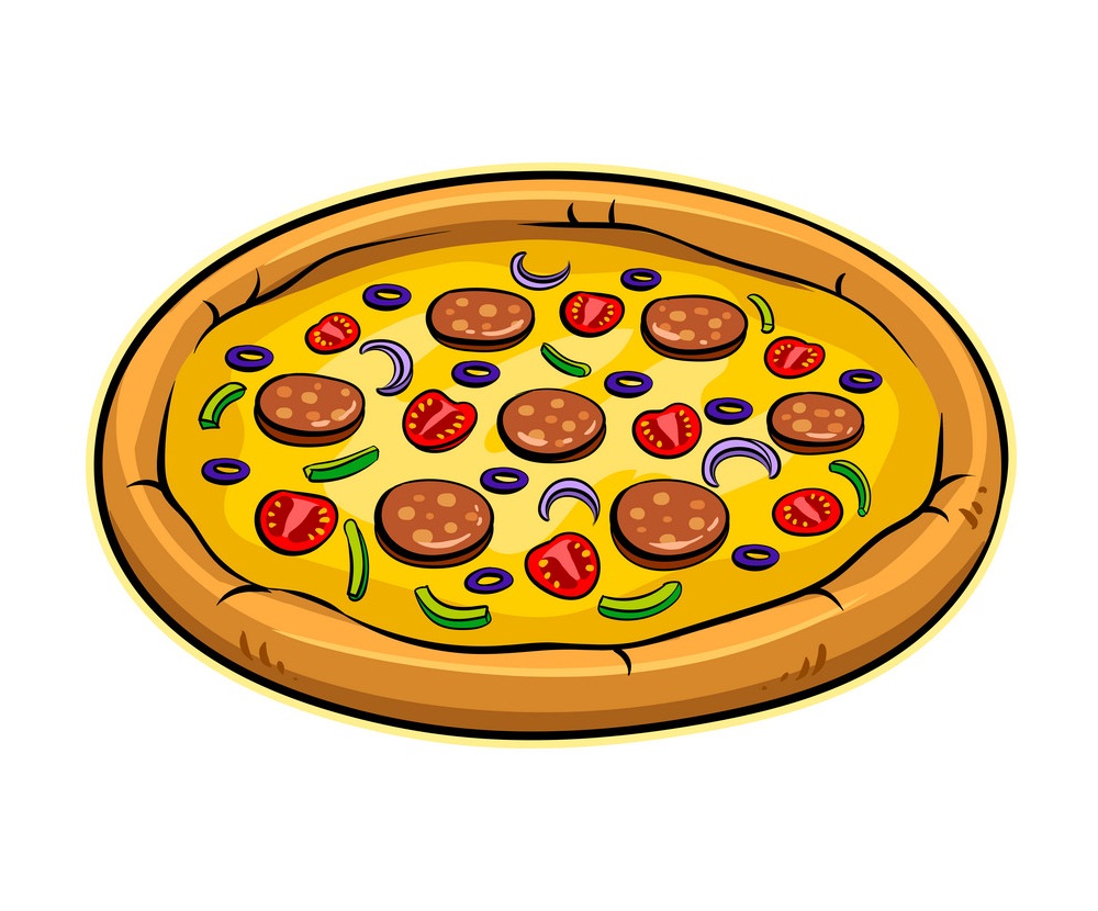丸いピザのイラスト
