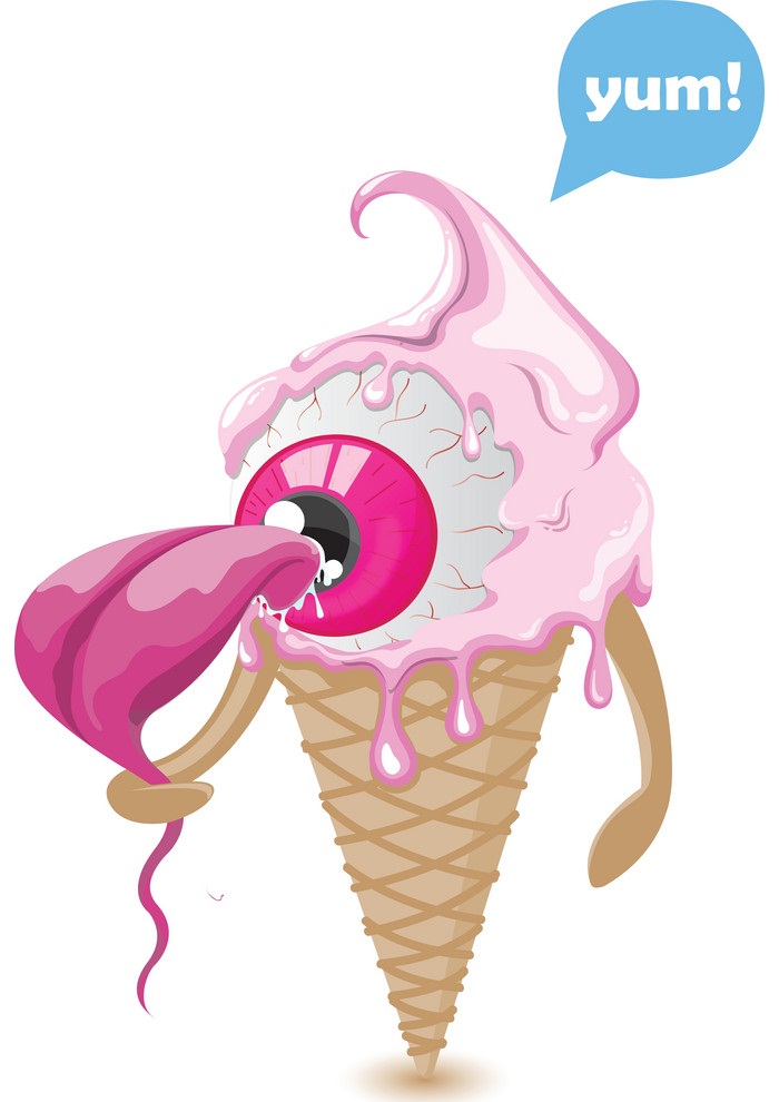 目玉アイスクリームのイラスト イラスト