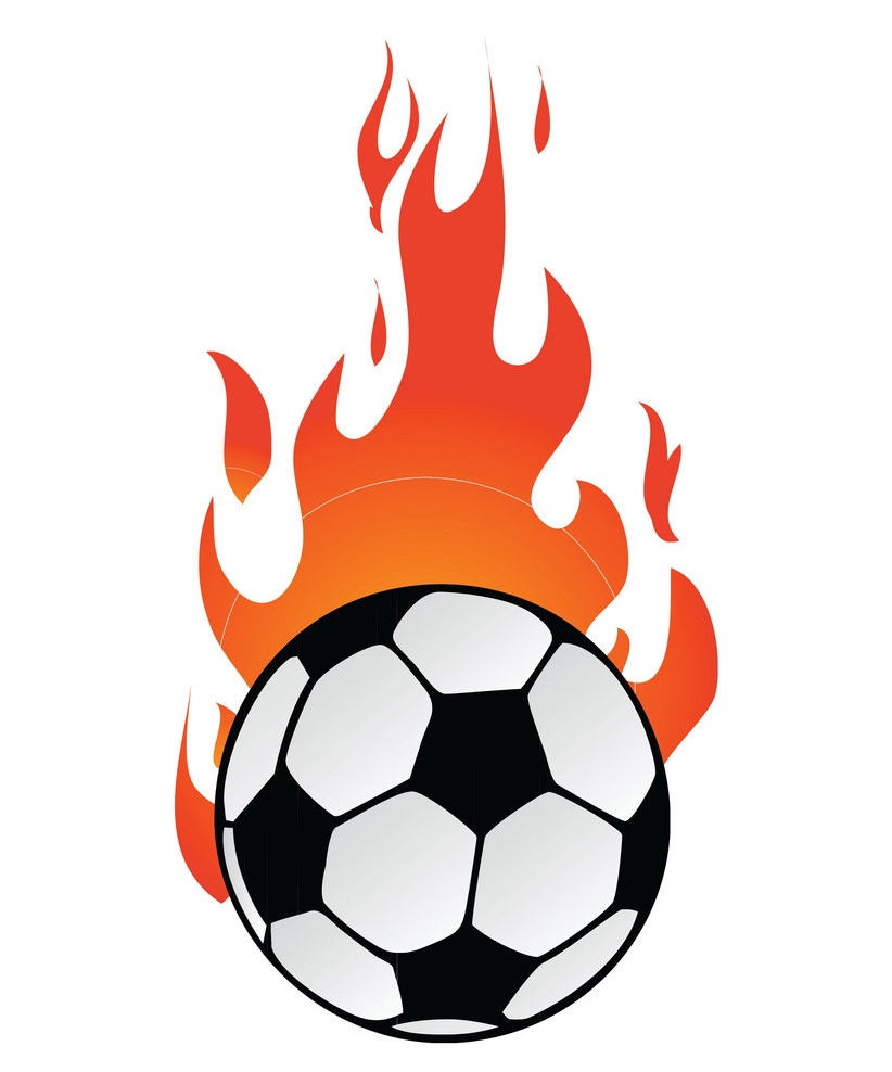 燃えるサッカーボールのイラスト イラスト