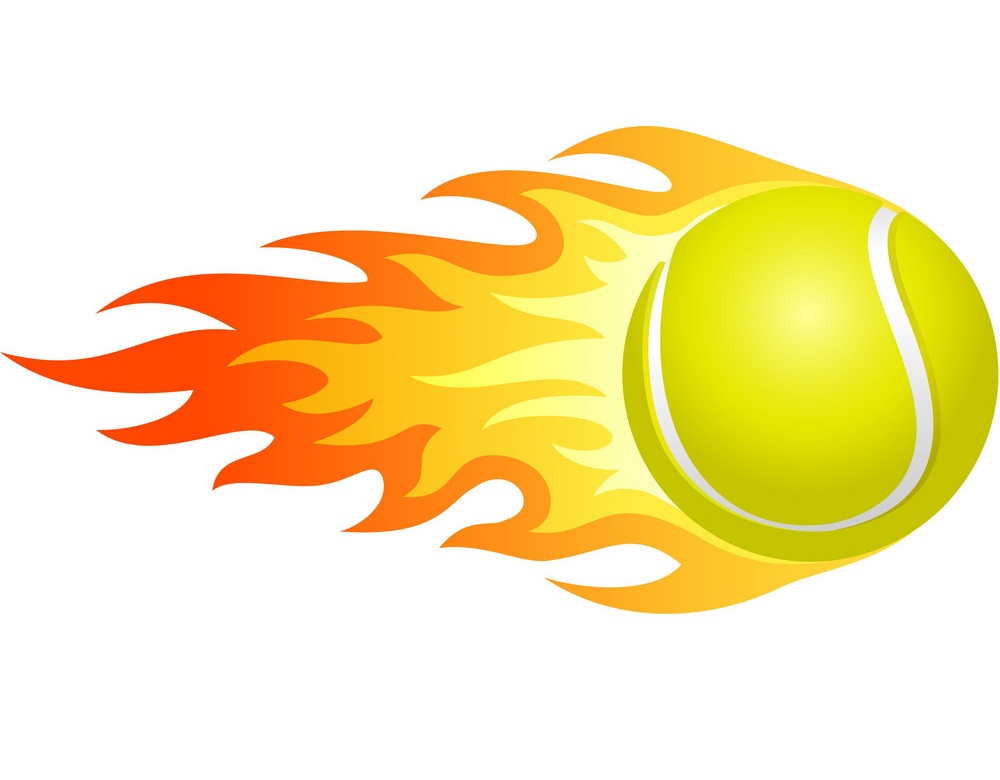 燃えるテニスボールのイラスト