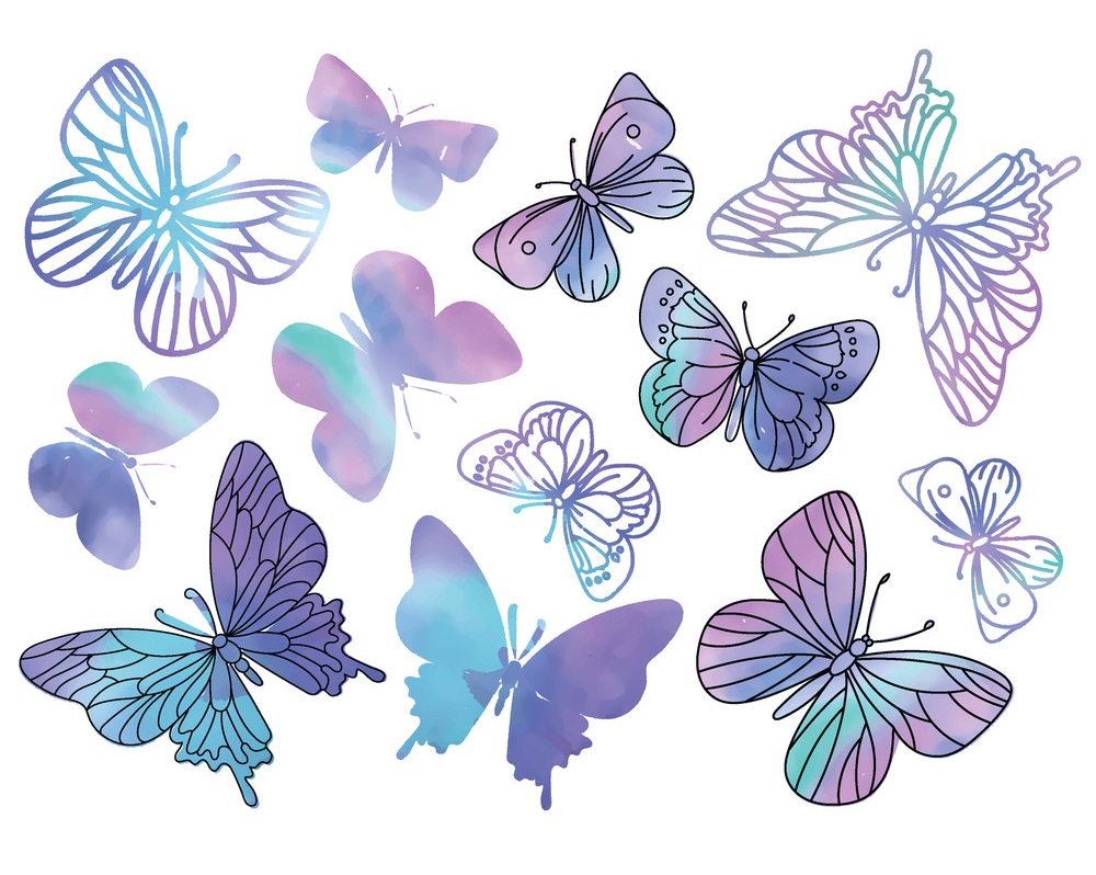 紫色の蝶のイラスト 2 イラスト