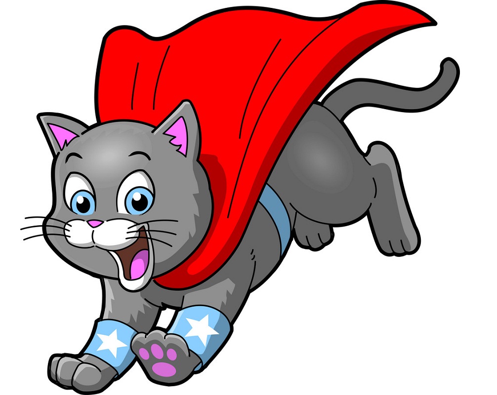 猫のスーパーヒーローのイラスト イラスト