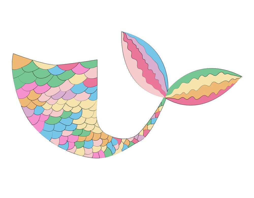 虹の人魚の尾のイラスト２
