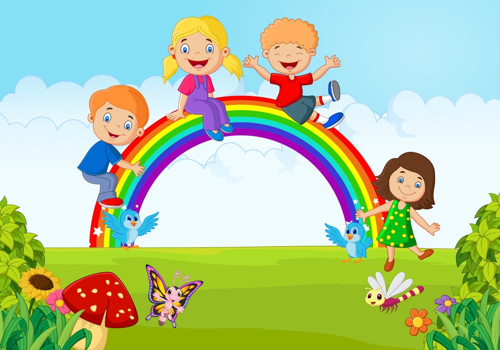 虹を持つ子供たちのイラスト 2 イラスト