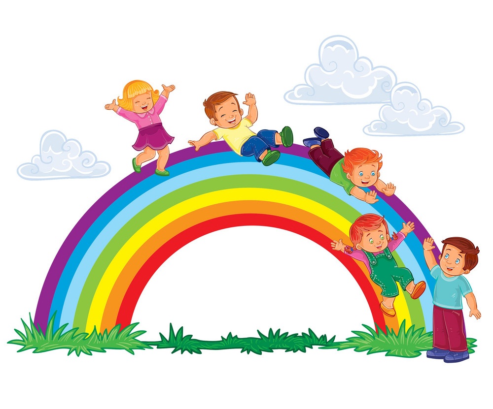 虹を持つ子供たちのイラスト イラスト