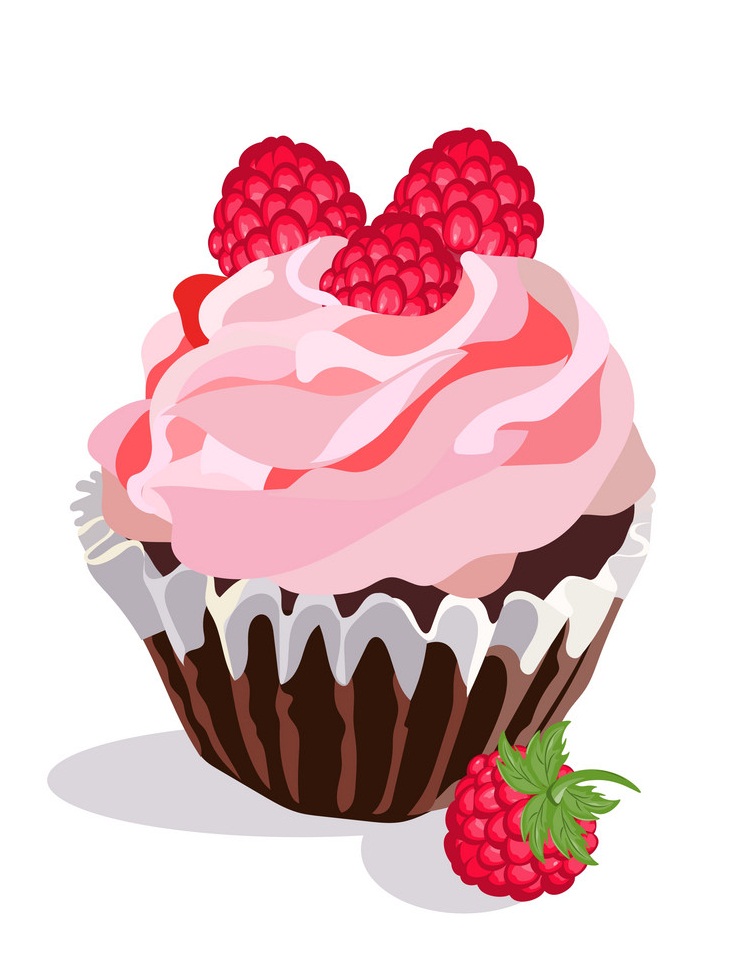 おいしいラズベリーのカップケーキのイラスト イラスト