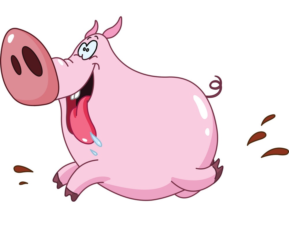 面白い太った豚が走っているイラスト イラスト