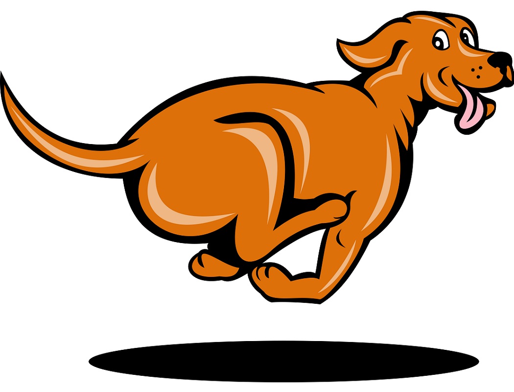 オレンジ色の犬の走っているイラスト
