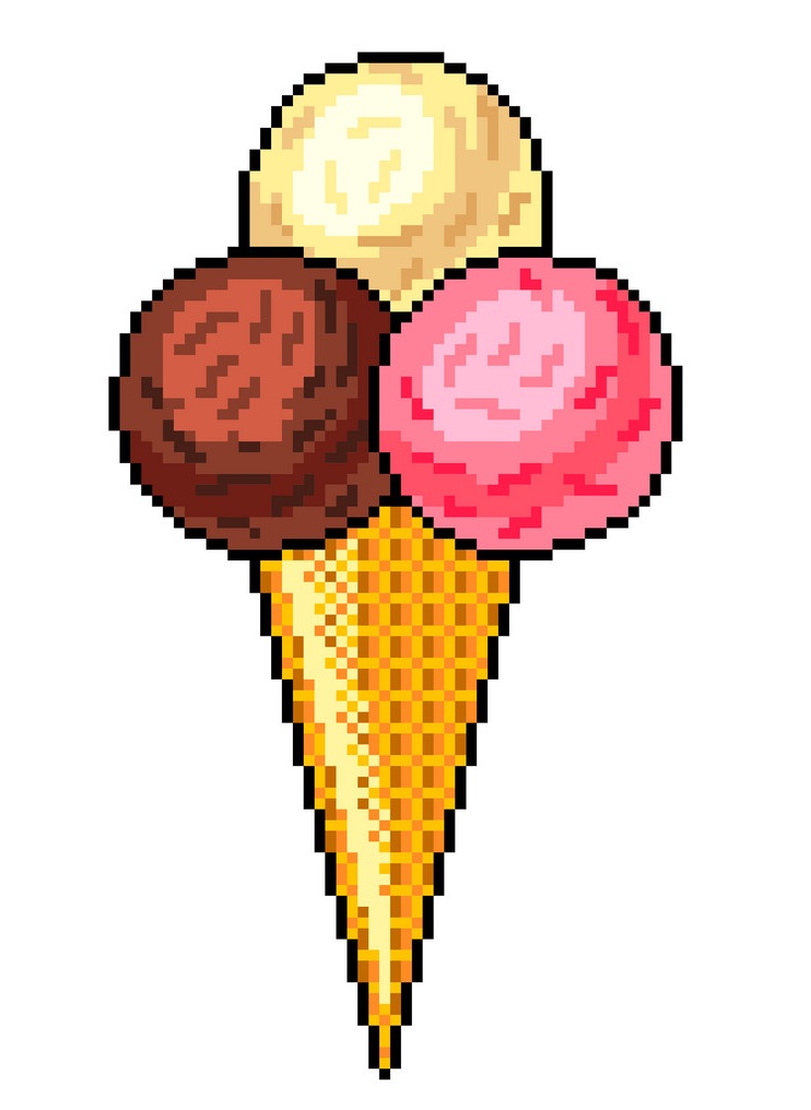 ピクセルアイスクリームコーンのイラスト イラスト