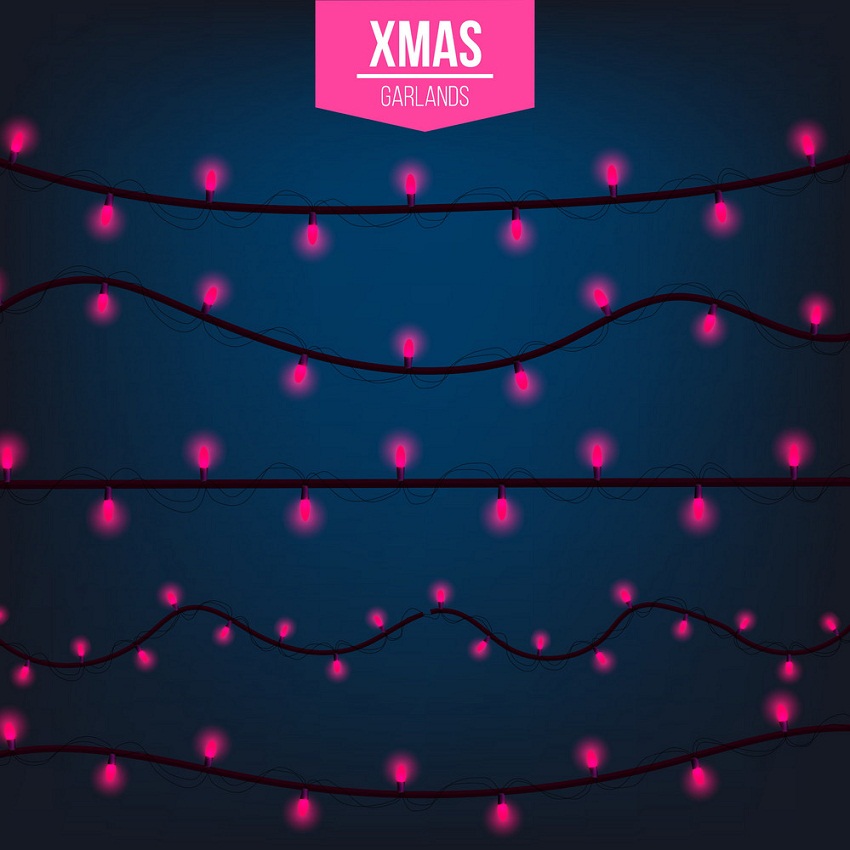 ピンクのクリスマスライトのイラスト