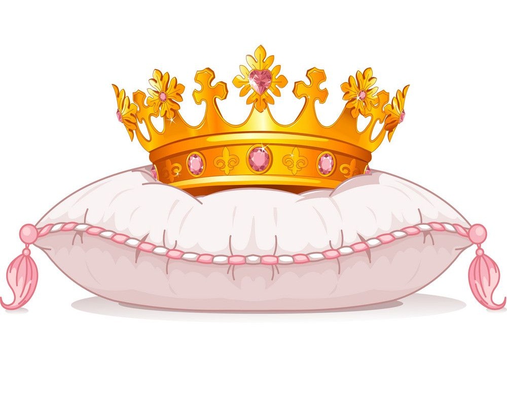 ピンクの枕の上の王冠のイラスト イラスト
