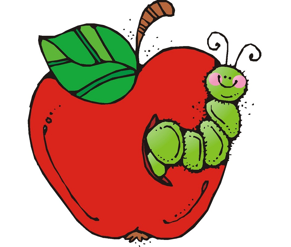 リンゴの中の太った虫のイラスト イラスト