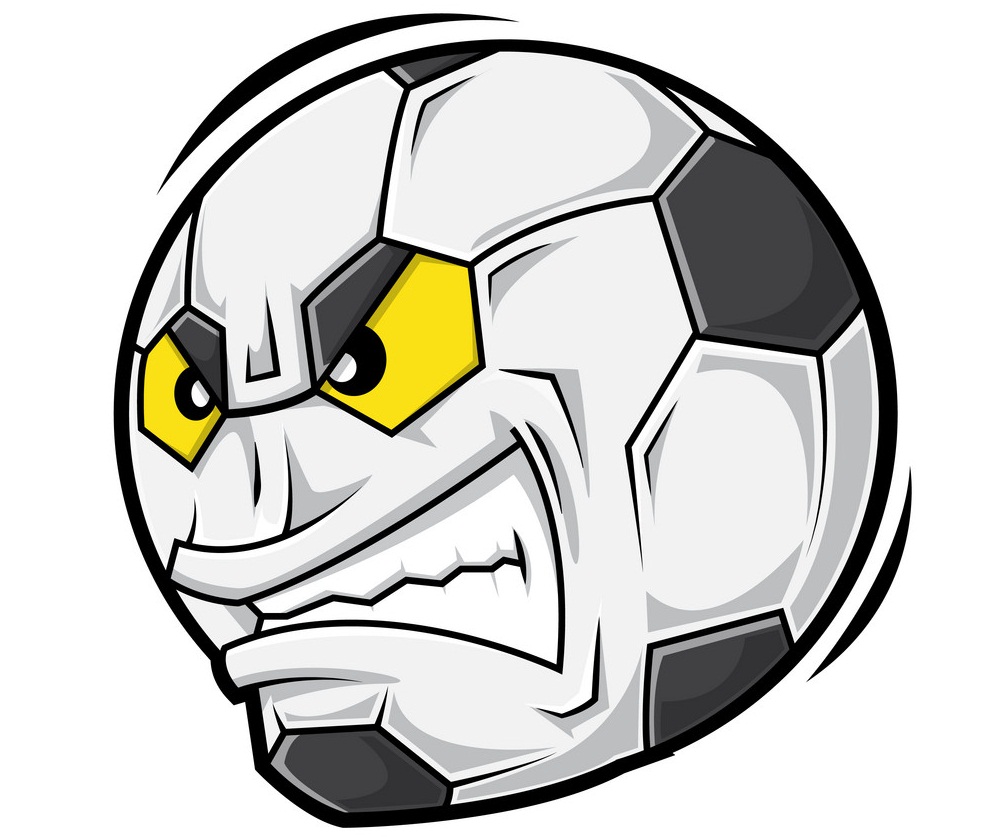 サッカー ボールの怒った顔のイラスト イラスト