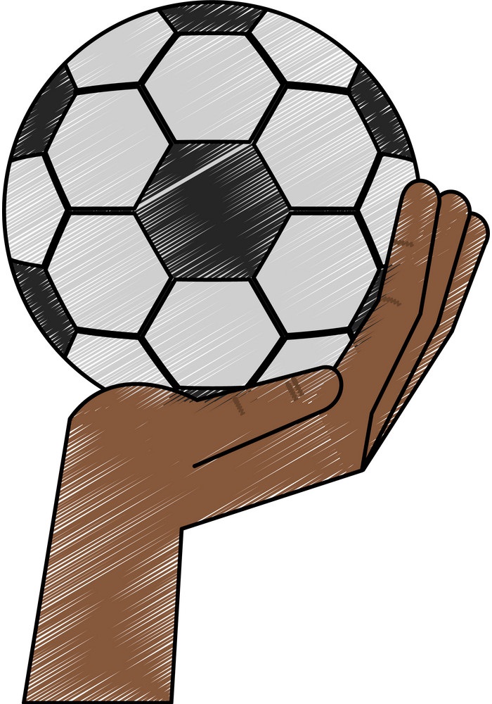 サッカー ボールを持つ黒い手 イラスト イラスト