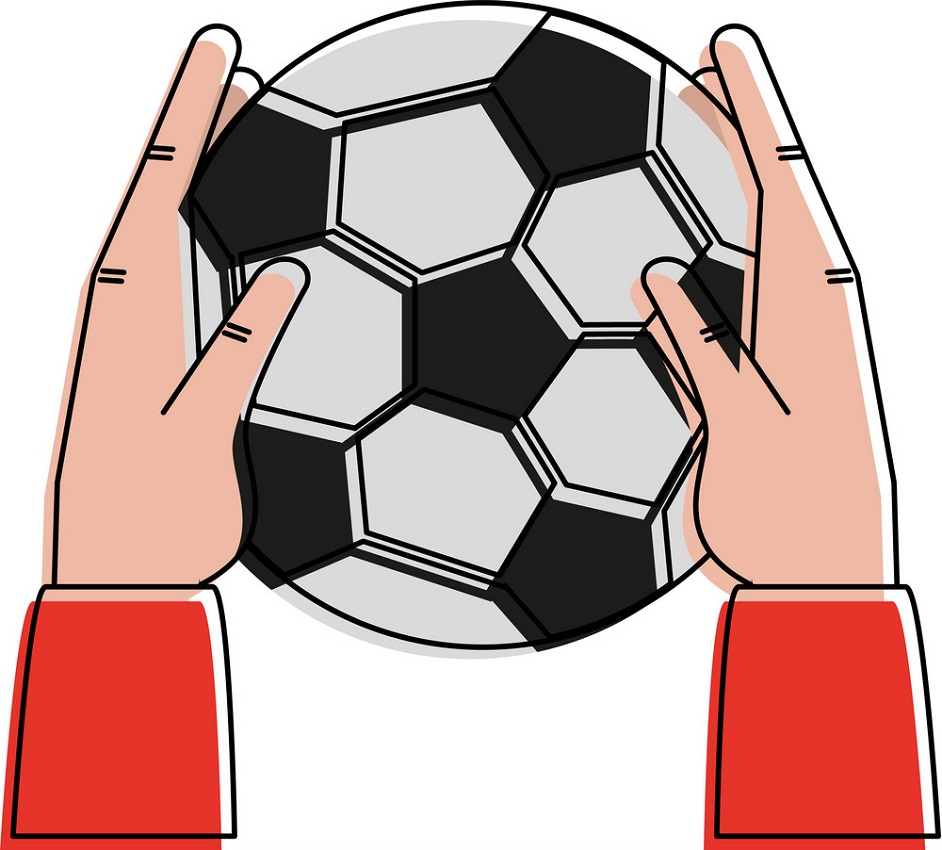 サッカーボールを持つ手のイラスト イラスト