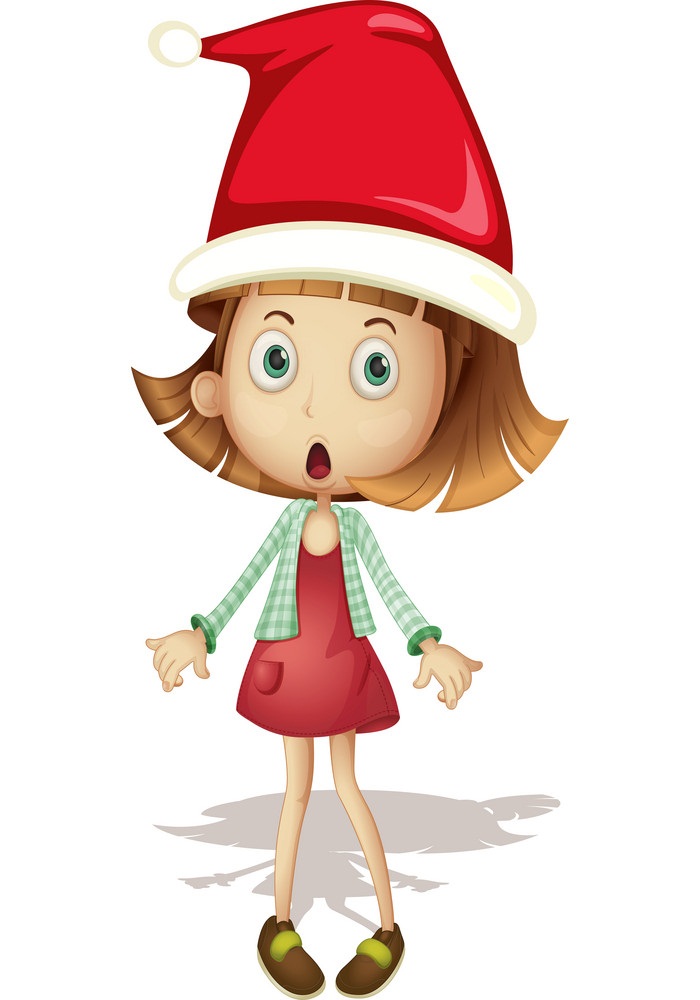 サンタ帽子をかぶった女の子のイラスト イラスト
