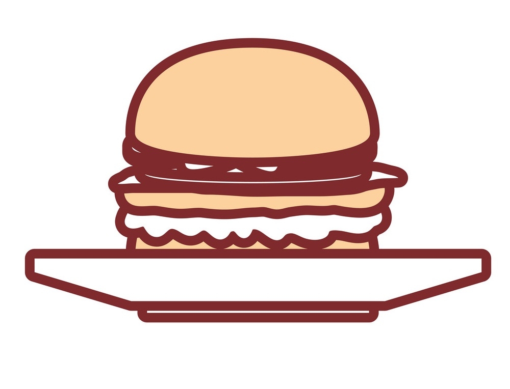 皿に盛られたパステルカラーのハンバーガーのイラスト イラスト