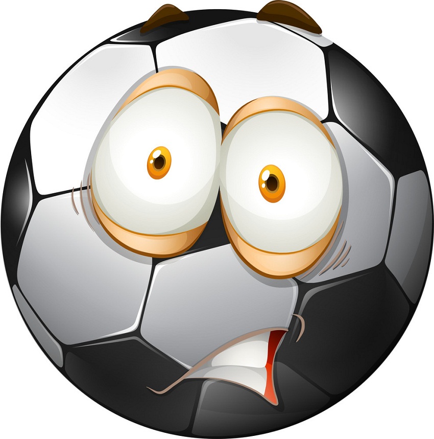 衝撃的な顔のイラストが付いているサッカー ボール イラスト