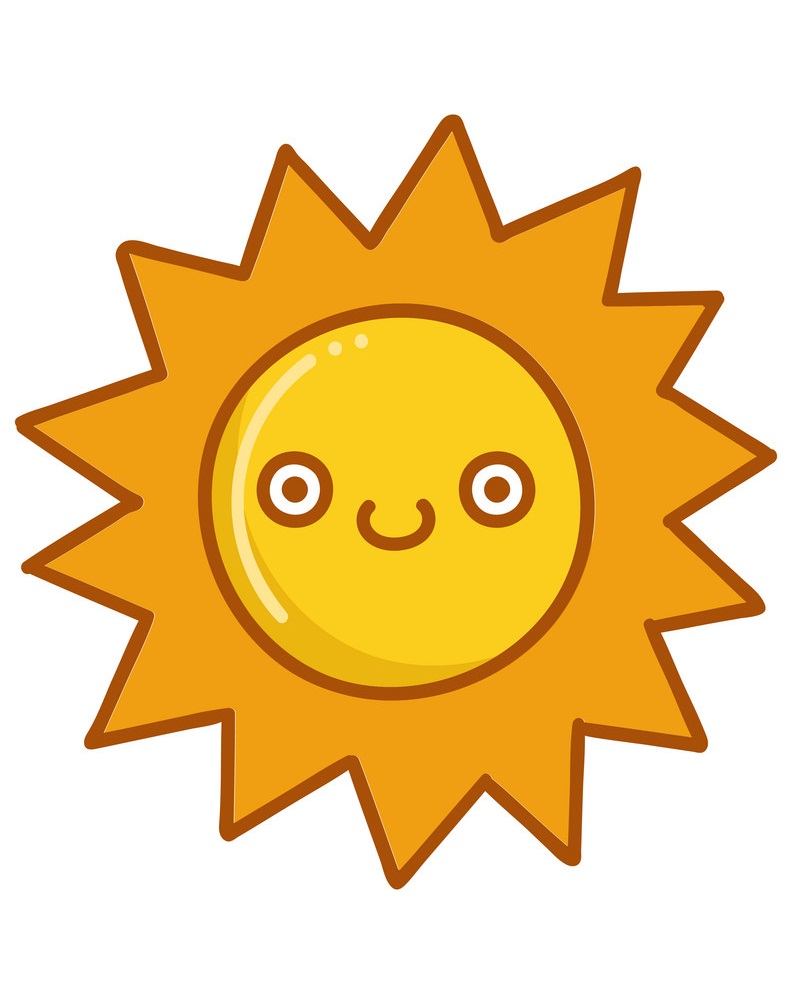 幸せな太陽の絵文字のイラスト