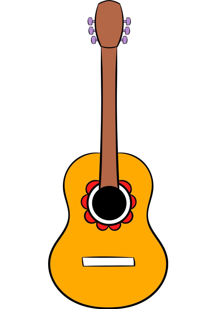 シンプルなアコースティックギターのイラスト イラスト