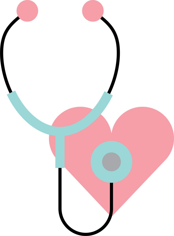 心臓を使った医療用聴診器のイラスト イラスト