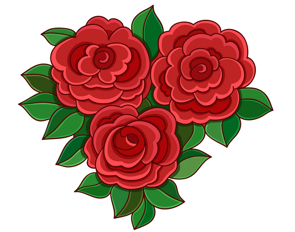 白い背景イラストに分離された葉と赤いバラ イラスト