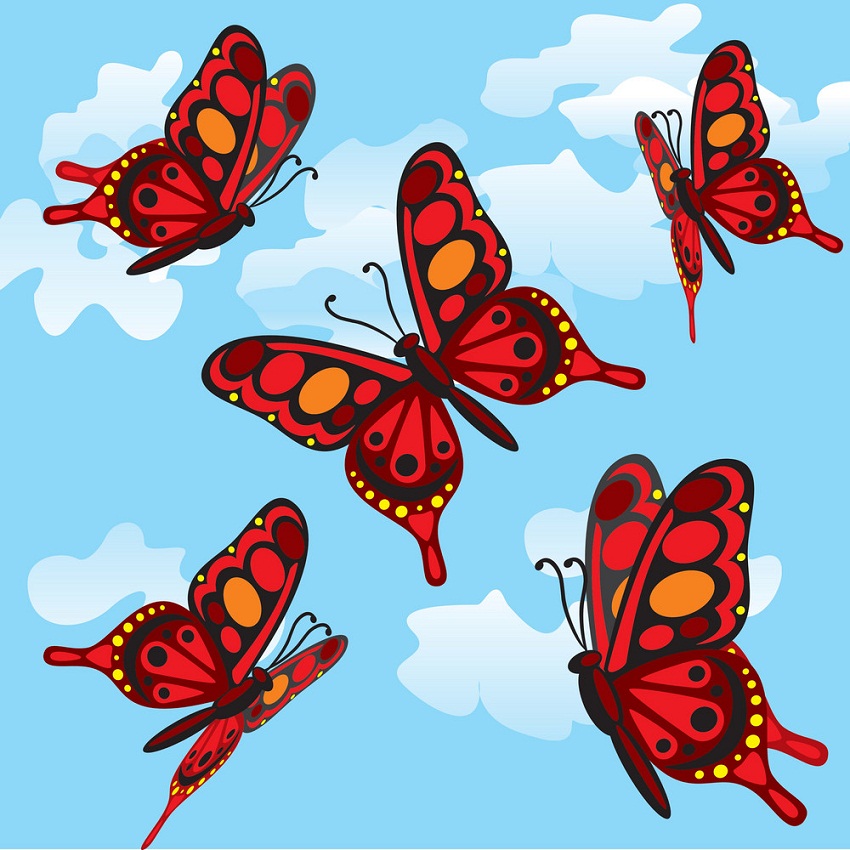 空を飛んでいる蝶のイラスト イラスト