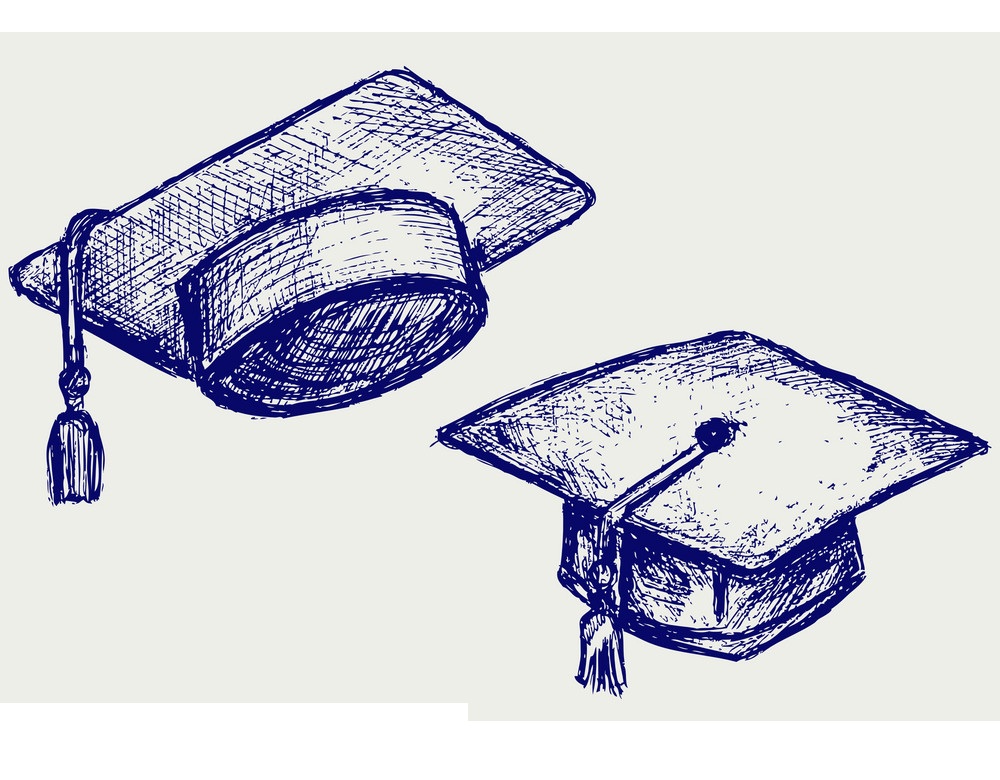 卒業帽の手描きのイラスト イラスト