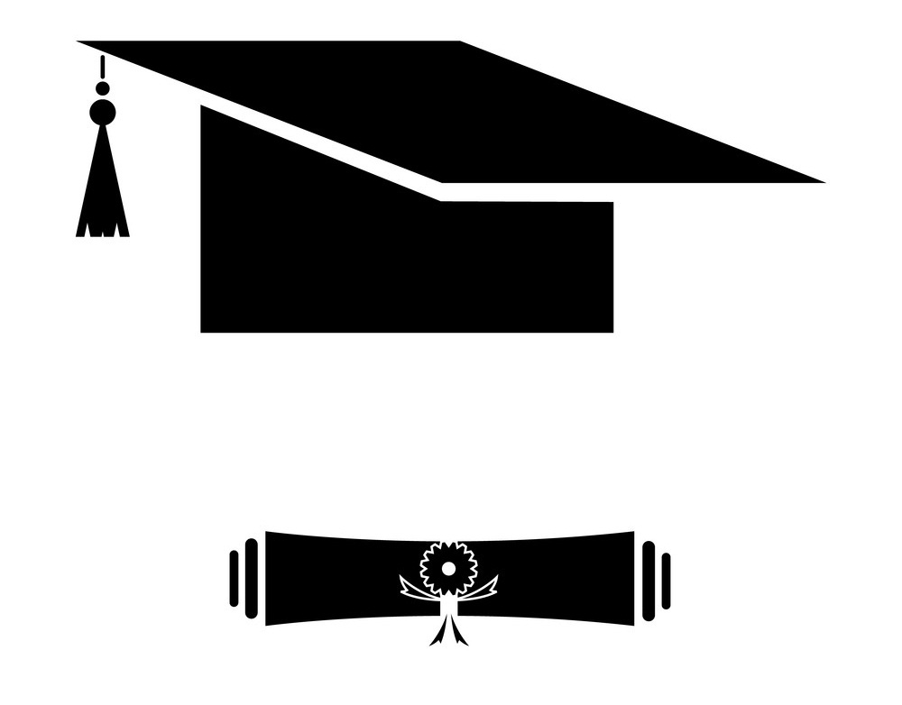 卒業帽と卒業証書のイラスト イラスト
