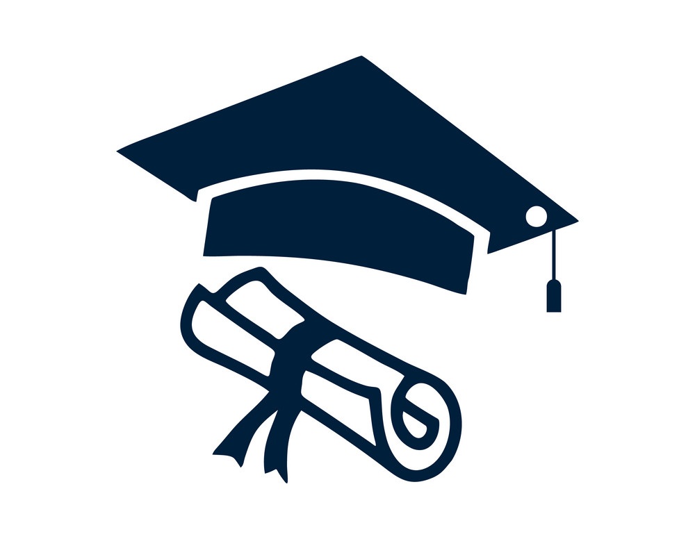 卒業の帽子のアイコンが付いている卒業証書のイラスト イラスト