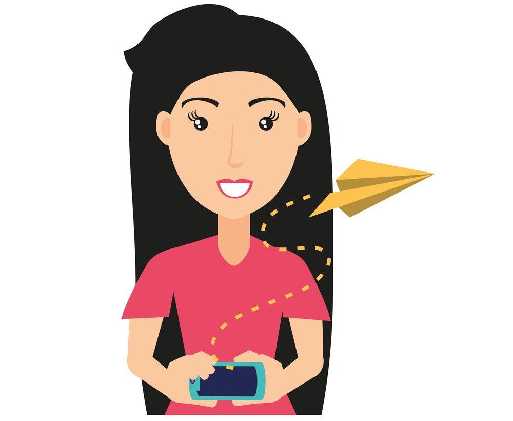 スマートフォンを使用しているアジア人女性のイラスト イラスト