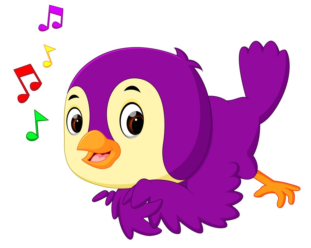 素敵な紫色の鳥の歌のイラスト イラスト
