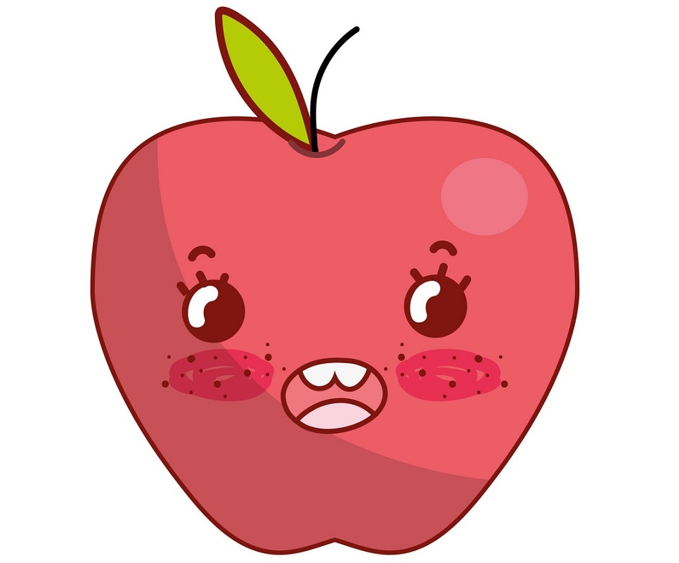 素敵なピンクのリンゴのイラスト イラスト