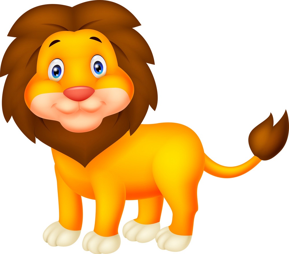 立っていると笑顔のライオンのイラスト イラスト