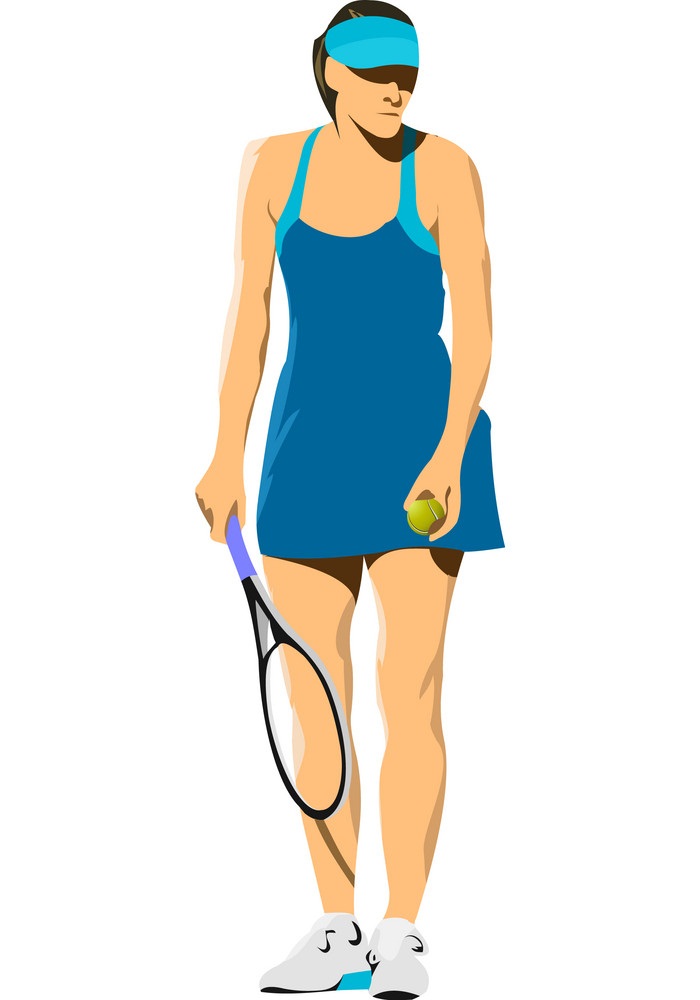 テニスをしている女性のアイコンのイラスト