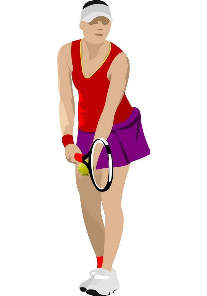 テニスをしている女性のイラスト 2