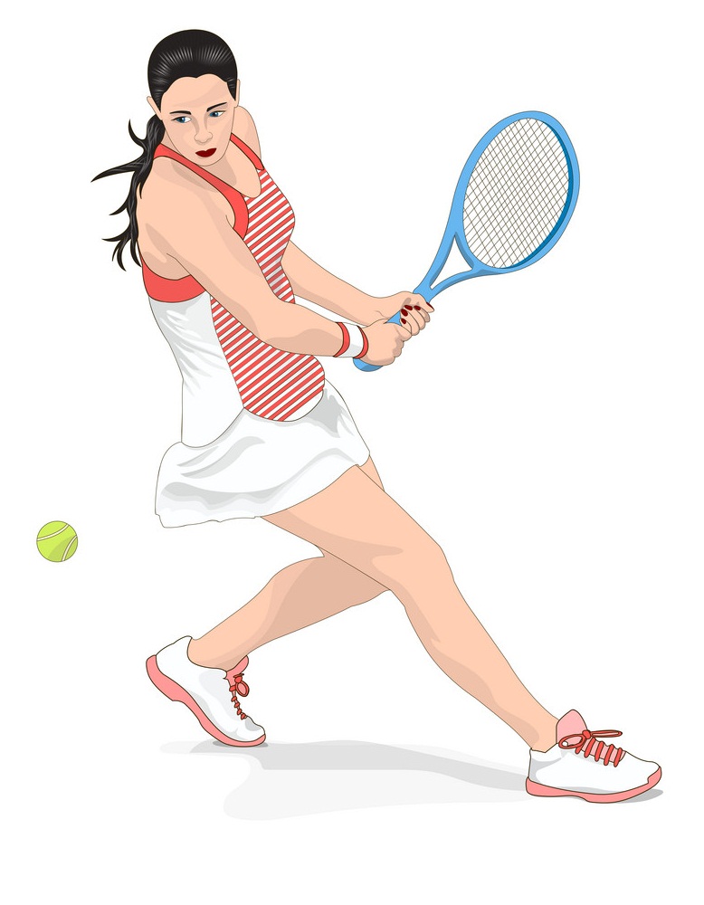 テニスをしている女性のイラスト