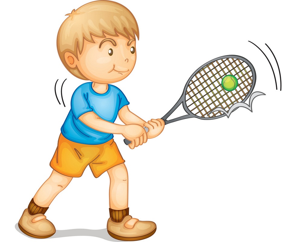テニスをしている男の子のイラスト