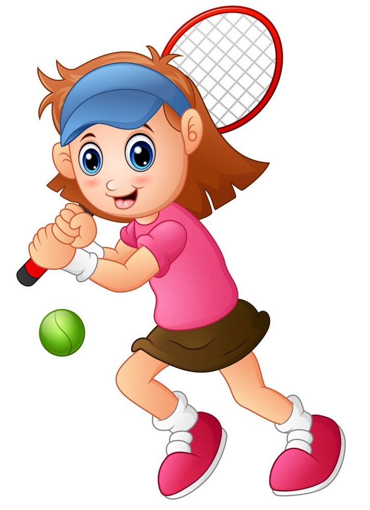 テニスをしている若い女の子のイラスト 2