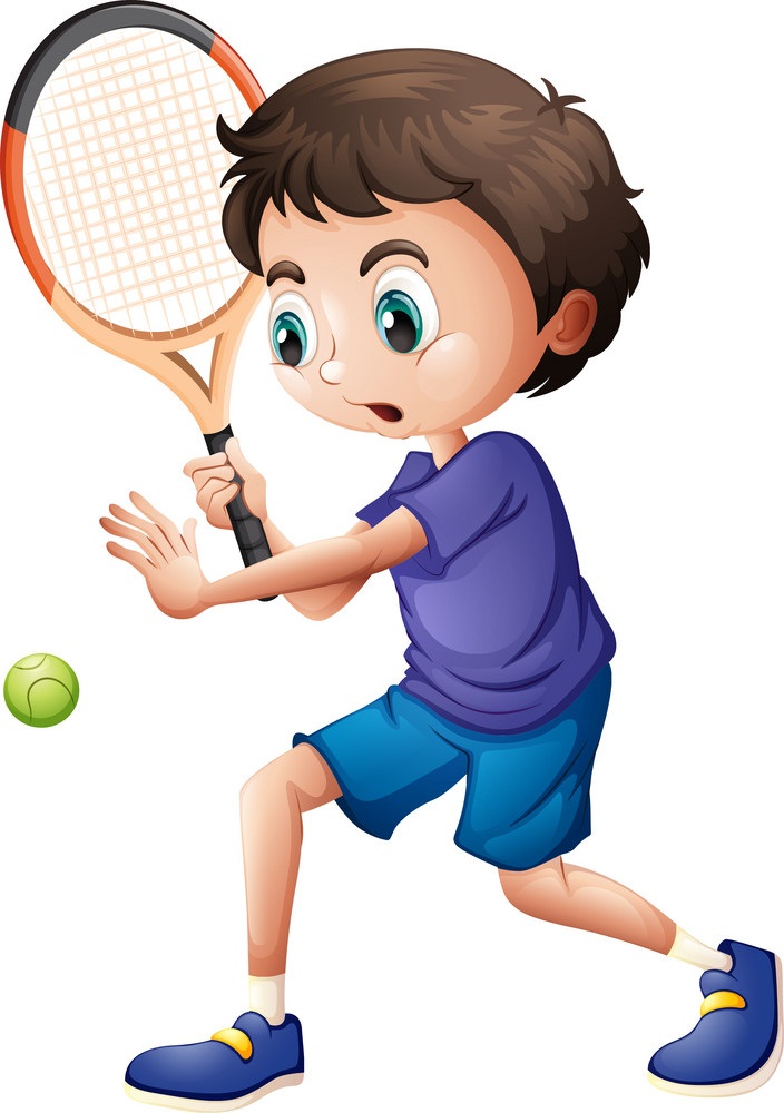 テニスをしている若い男の子のイラスト 2