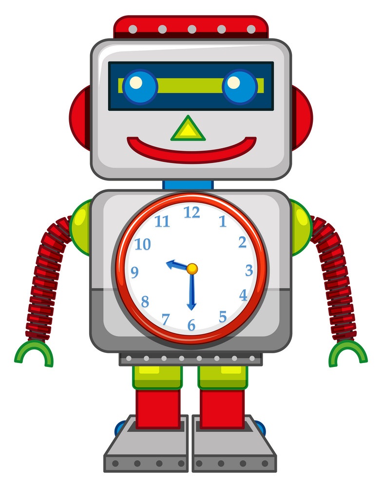 時計ロボットおもちゃのイラスト