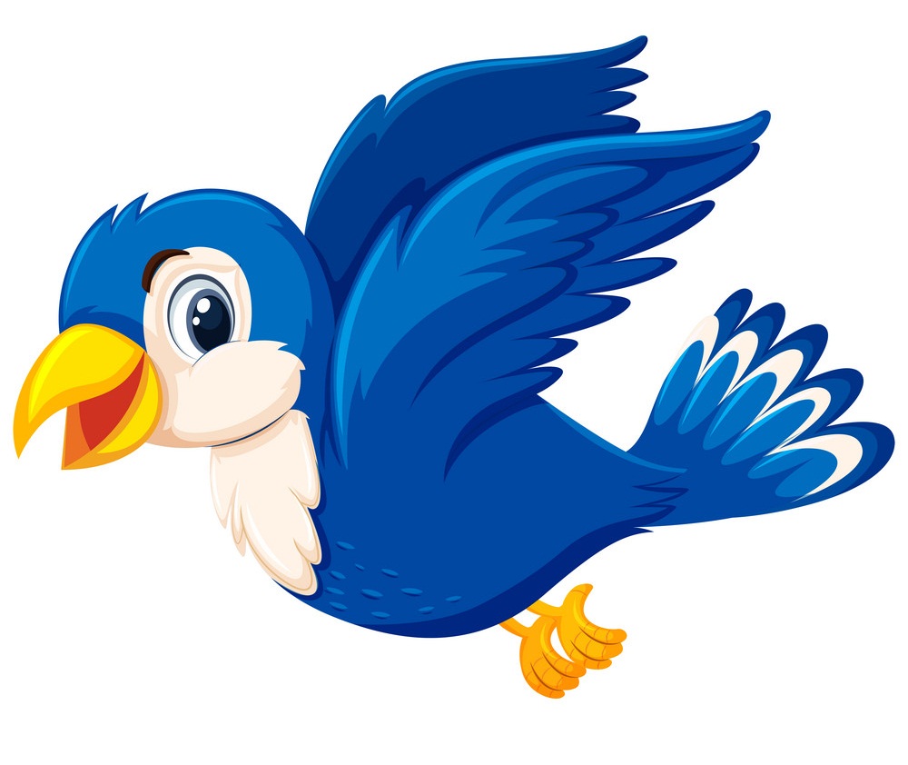 飛んでいるかわいい青い鳥のイラスト イラスト