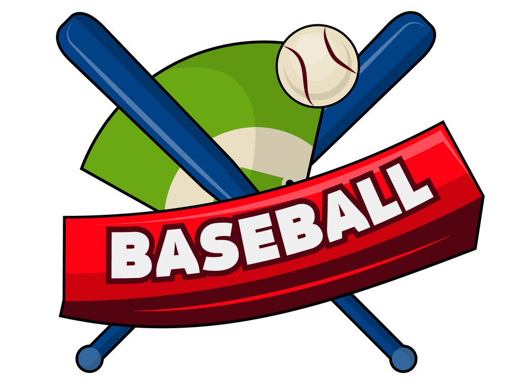 野球のロゴと 2 つの野球のバットのイラスト イラスト