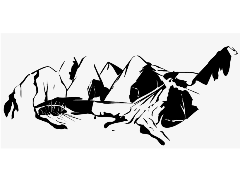 山のイラスト 白黒画像 イラスト