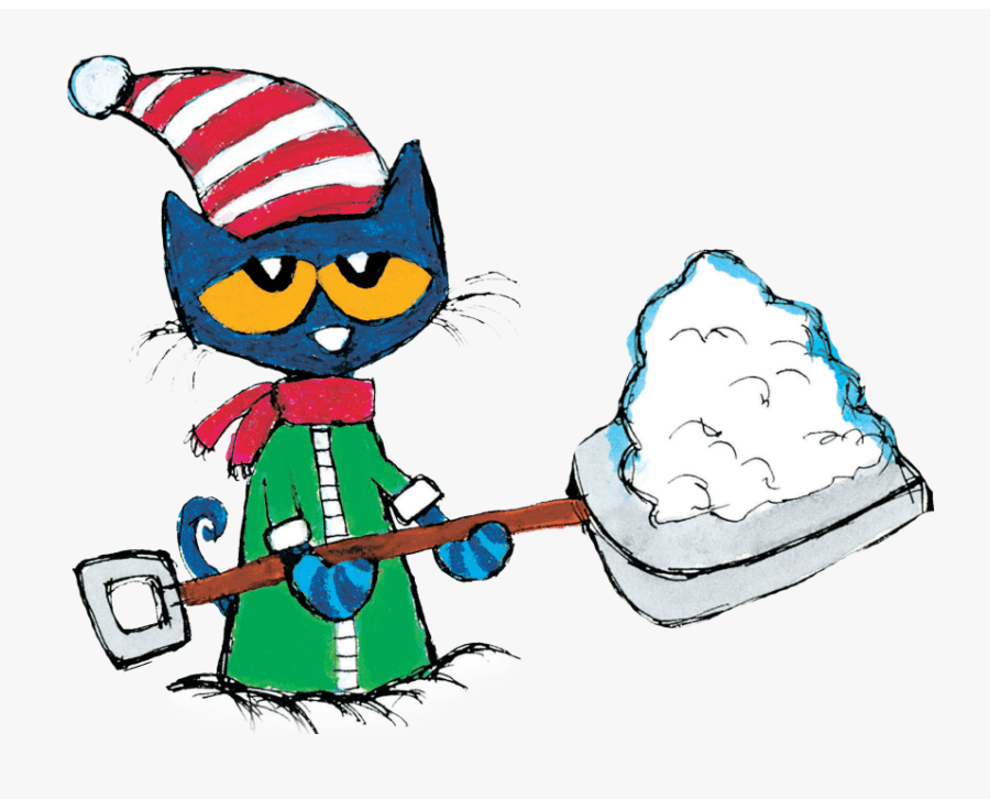 雪かきをする猫のピートのイラスト