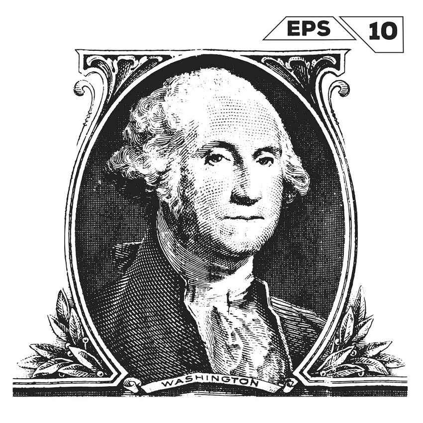 1ドルのジョージ・ワシントンのイラスト イラスト