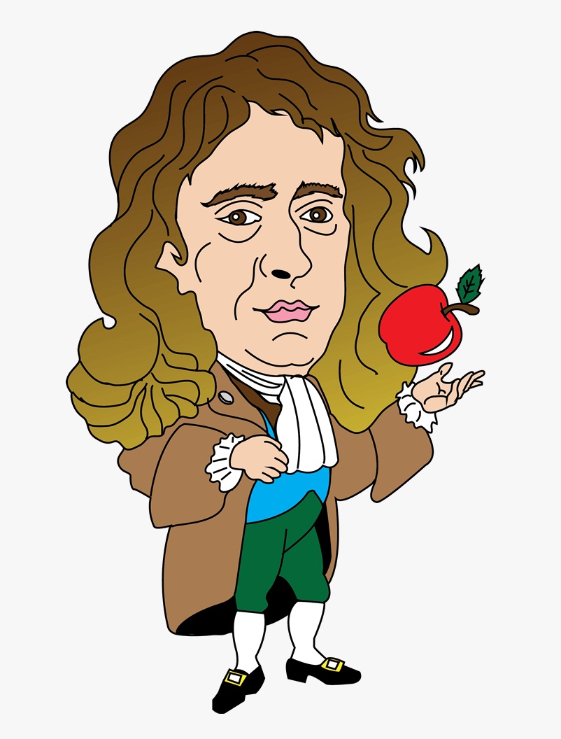 アイザック・ニュートンと赤いリンゴのイラスト イラスト